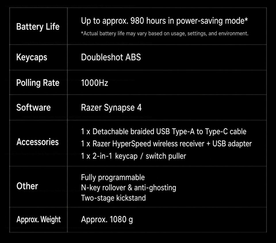 Specifications of Razer x Wuthering Waves Denia BlackWidow V4 TKL Keyboard
