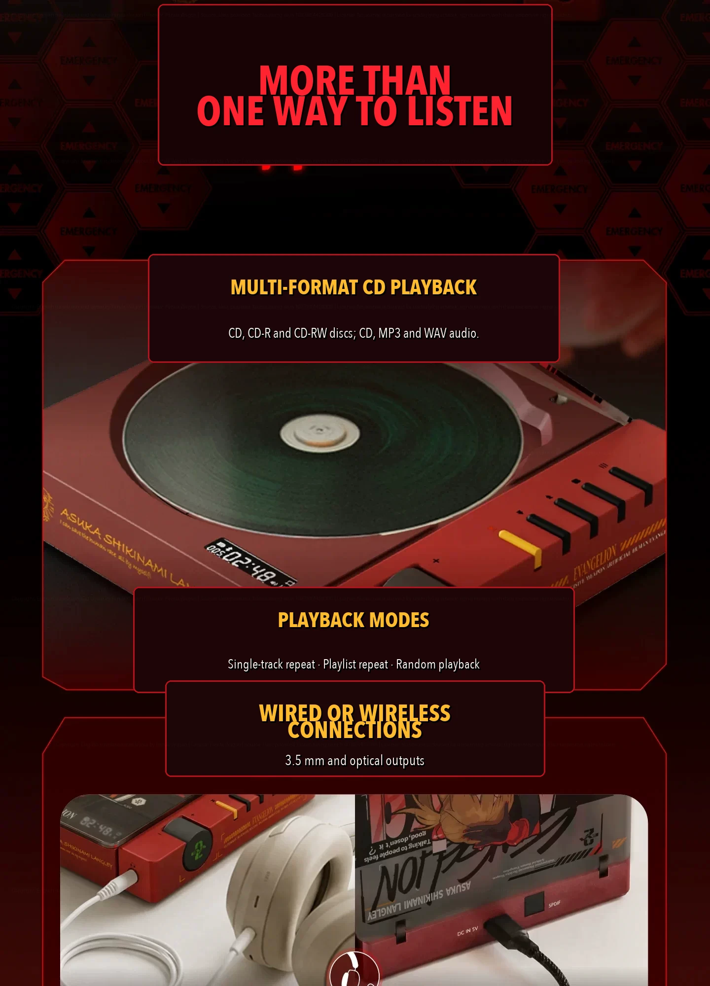 R300 supported disc and audio formats with the seller's playback-mode options