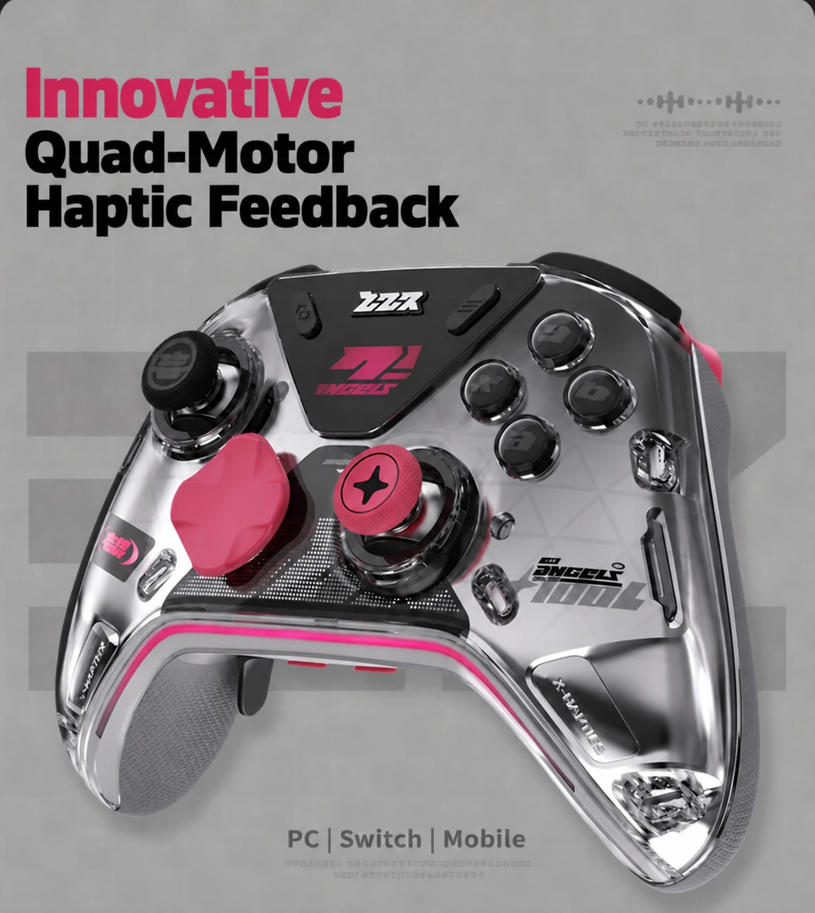 Quad-motor haptics and PC, Switch and mobile compatibility