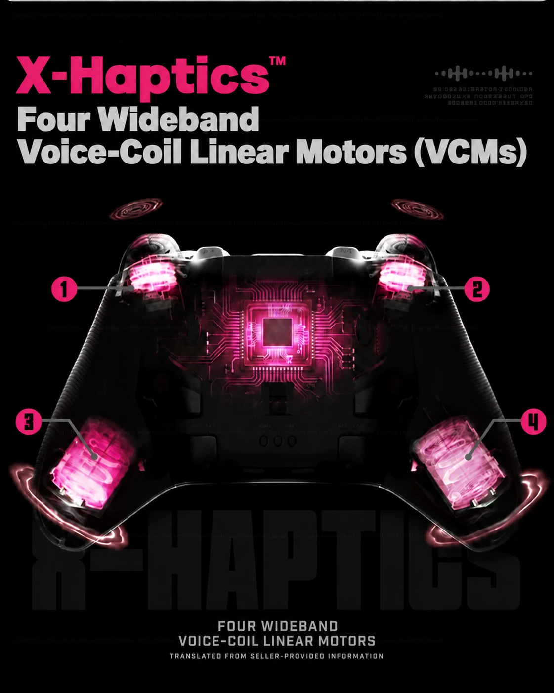 Four wideband voice-coil linear motors in the Apex 6 Pro