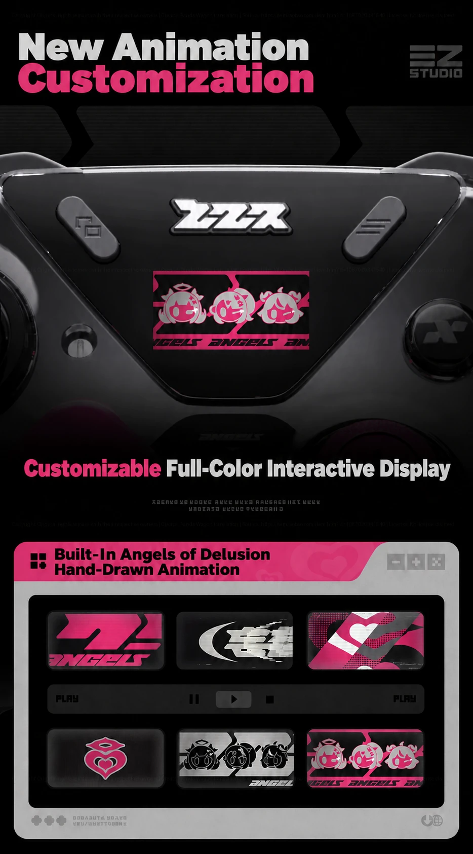 Apex 6 Pro full-color display with Angels of Delusion animation