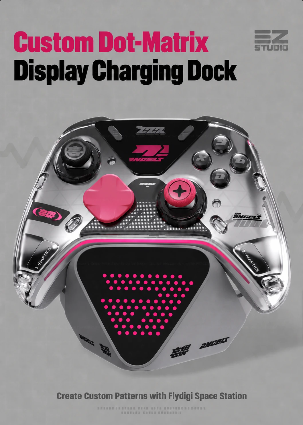 Flydigi Apex 6 Pro dot-matrix display charging dock