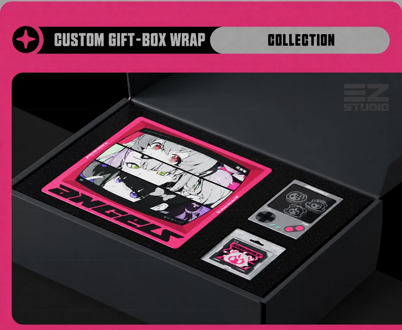 Angels of Delusion custom gift box with character artwork