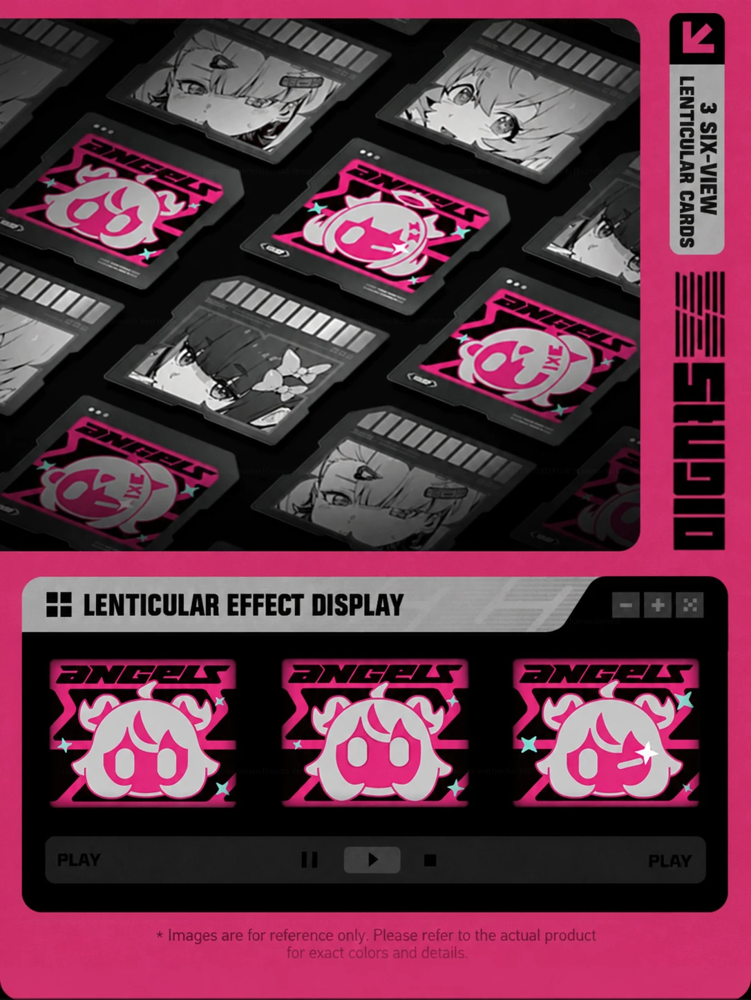 Three six-view Angels of Delusion lenticular cards