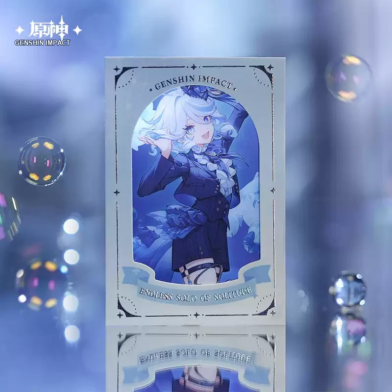 Illustrated Furina card in the “Endless Solo of Solitude” design, with Genshin Impact lettering.