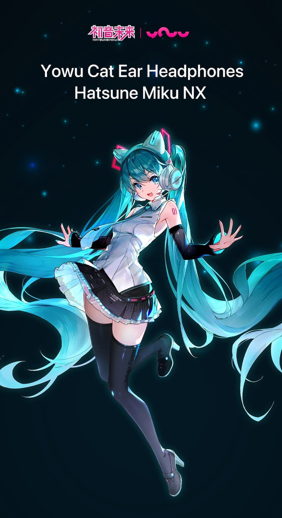 YOWU Hatsune Miku NX Cat Ear Headphones