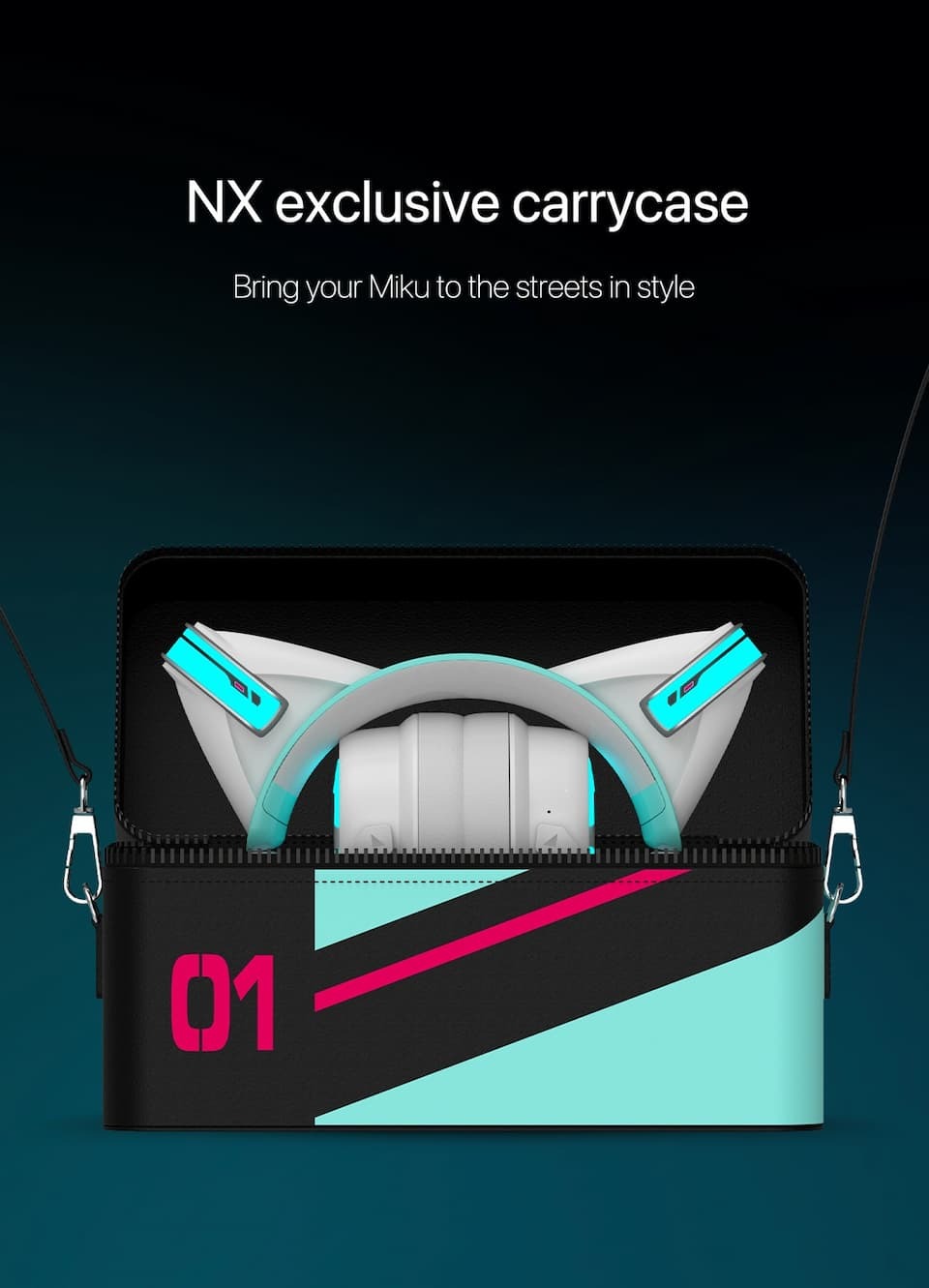 YOWU Hatsune Miku NX Cat Ear Foldable Headphones Carrycase