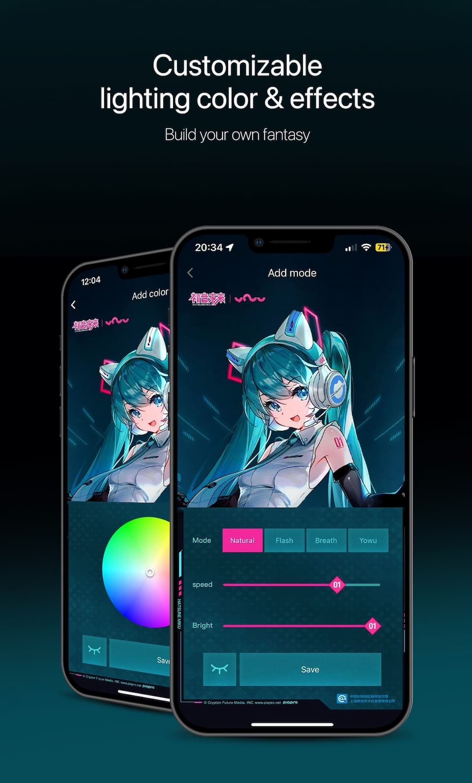 YOWU Hatsune Miku NX Cat Ear Headphones Light Effects