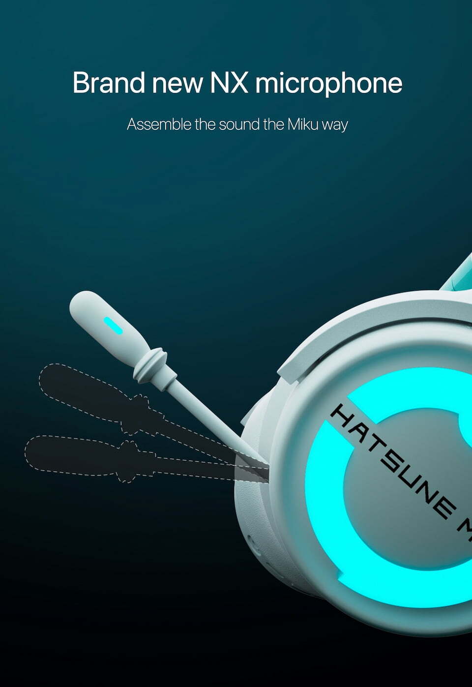 YOWU Hatsune Miku NX Cat Ear Headphones microphone