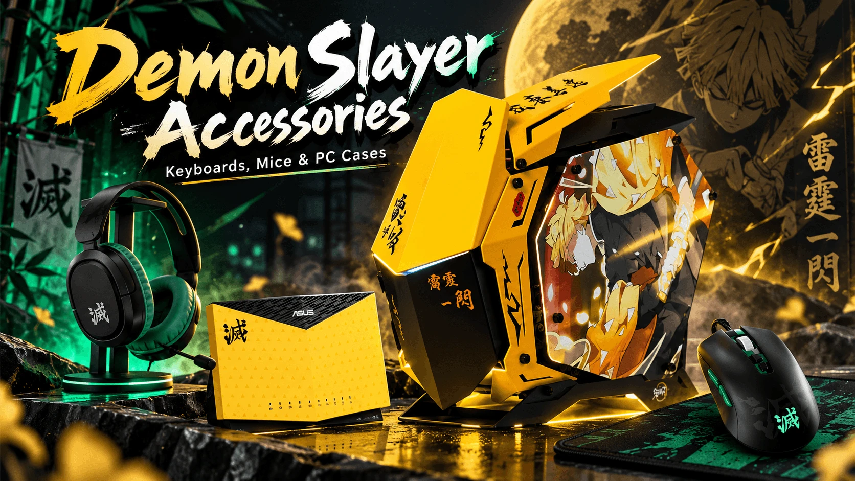 Demon Slayer Accessories Keyboards Mice & PC Cases for Collector Gaming Setups