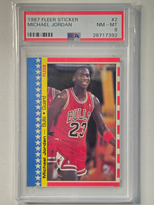 1987 Fleer Michael Jordan Sticker PSA 8 NM-MT