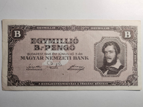 Hungarian 1 million Egymillio B-Pengo Banknote..  Front