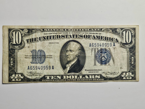 1934 $10 Blue Seal SILVER CERTIFICATE United States of America