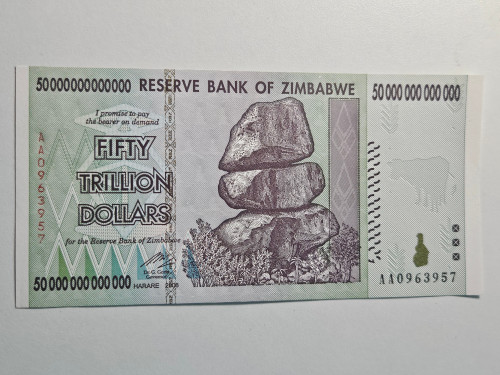 2008 50 Trillion Zimbabwe front