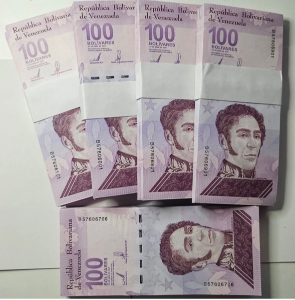 Front view of uncirculated 2021 Venezuelan 100 Digitales note.