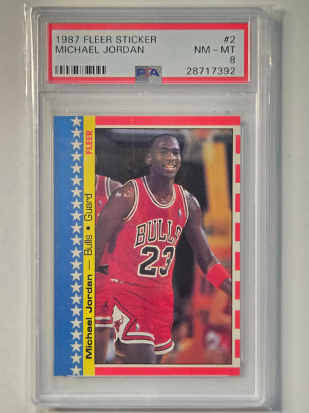 1987 Fleer Michael Jordan Sticker PSA 8 NM-MT