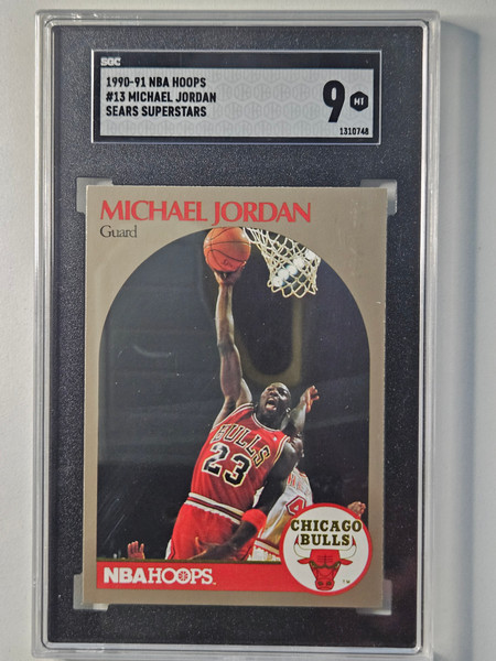 1990-91 Hoops Michael Jordan # 13 SEARS superstars SGC graded 9 MT