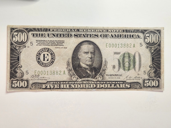 1928 F-2200E $500 Redeemable in Gold Bank of Richmond  Woods/Mellon