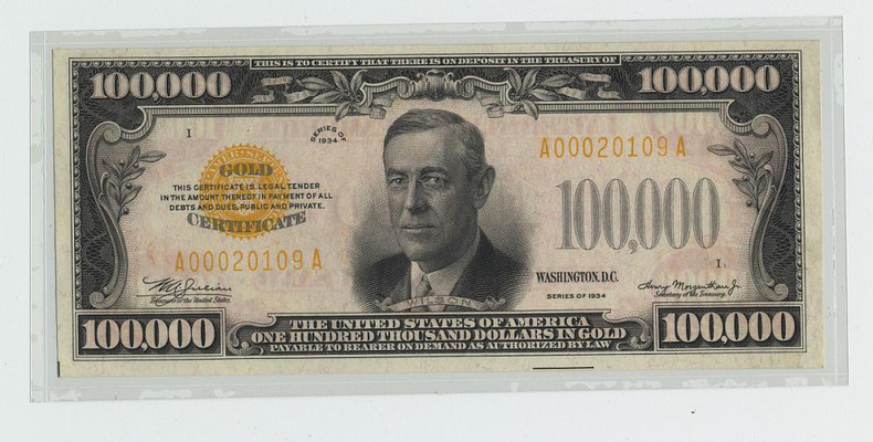 Today’s Currency Story: America’s $100,000 Bill
