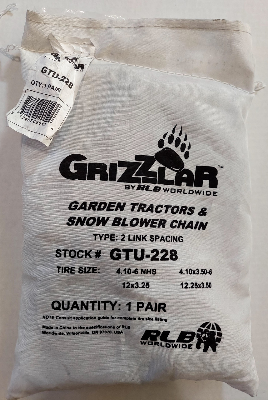 Grizzlar GTU-228 Snowblower Tire Chains - Fits 12.25x3.50, 12x3.25, 3.50-6 (Ladder Pattern)