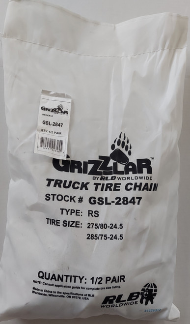 Grizzlar GSL-2847 Alloy Truck Ladder V-Bar CAM Twist Link Tire Chains 275/80-24.5 285/75-24.5 11.00-20