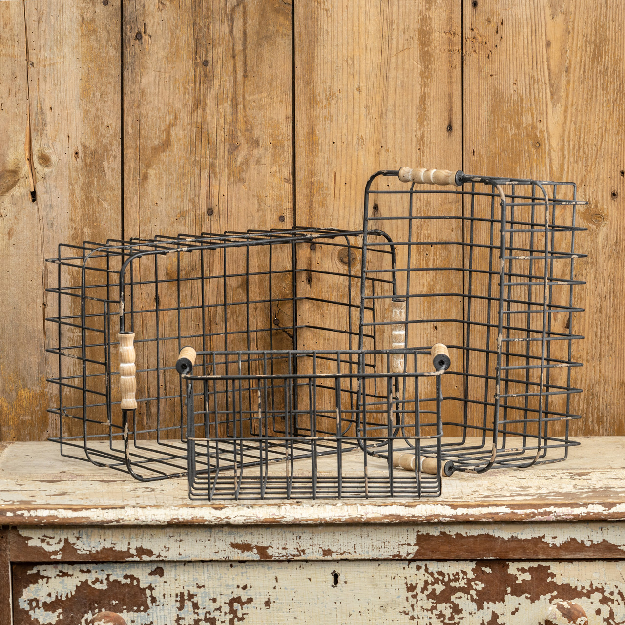 SET/ 3 BLACK METAL STORAGE BASKETS Ragon House