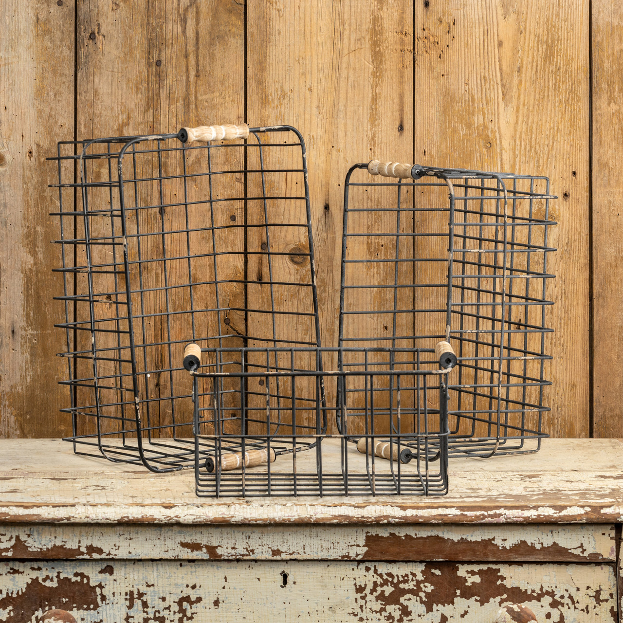 SET/ 3 BLACK METAL STORAGE BASKETS Ragon House