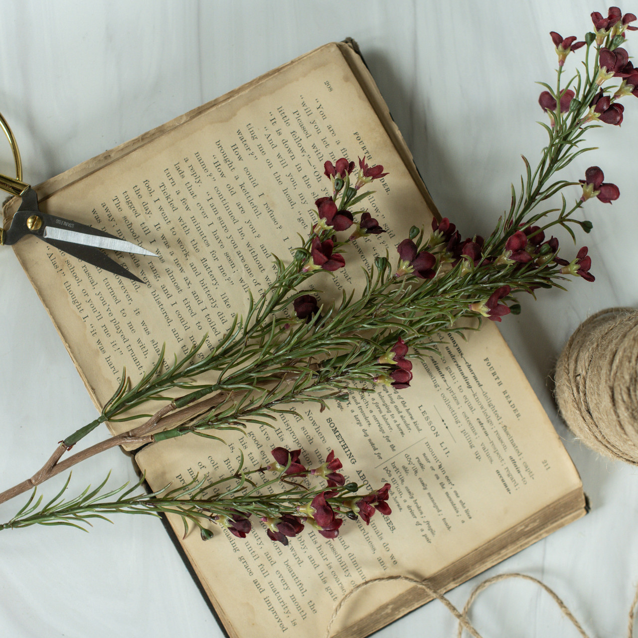 29" BURGUNDY WAXFLOWER SPRAY