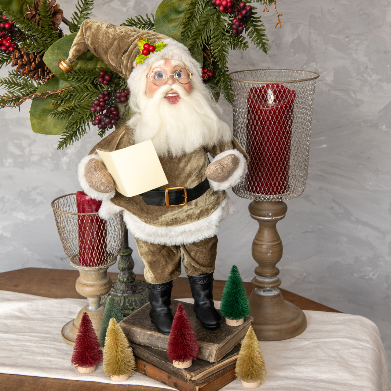 SINGING SANTA W/ GREEN COAT