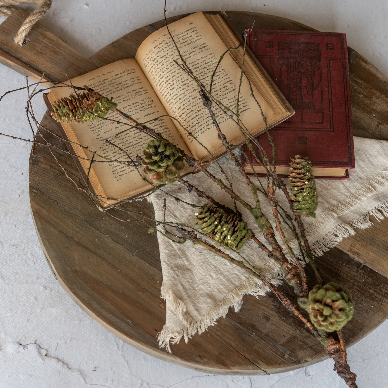 26" MOSSY PINECONE & TWIG SPRAY