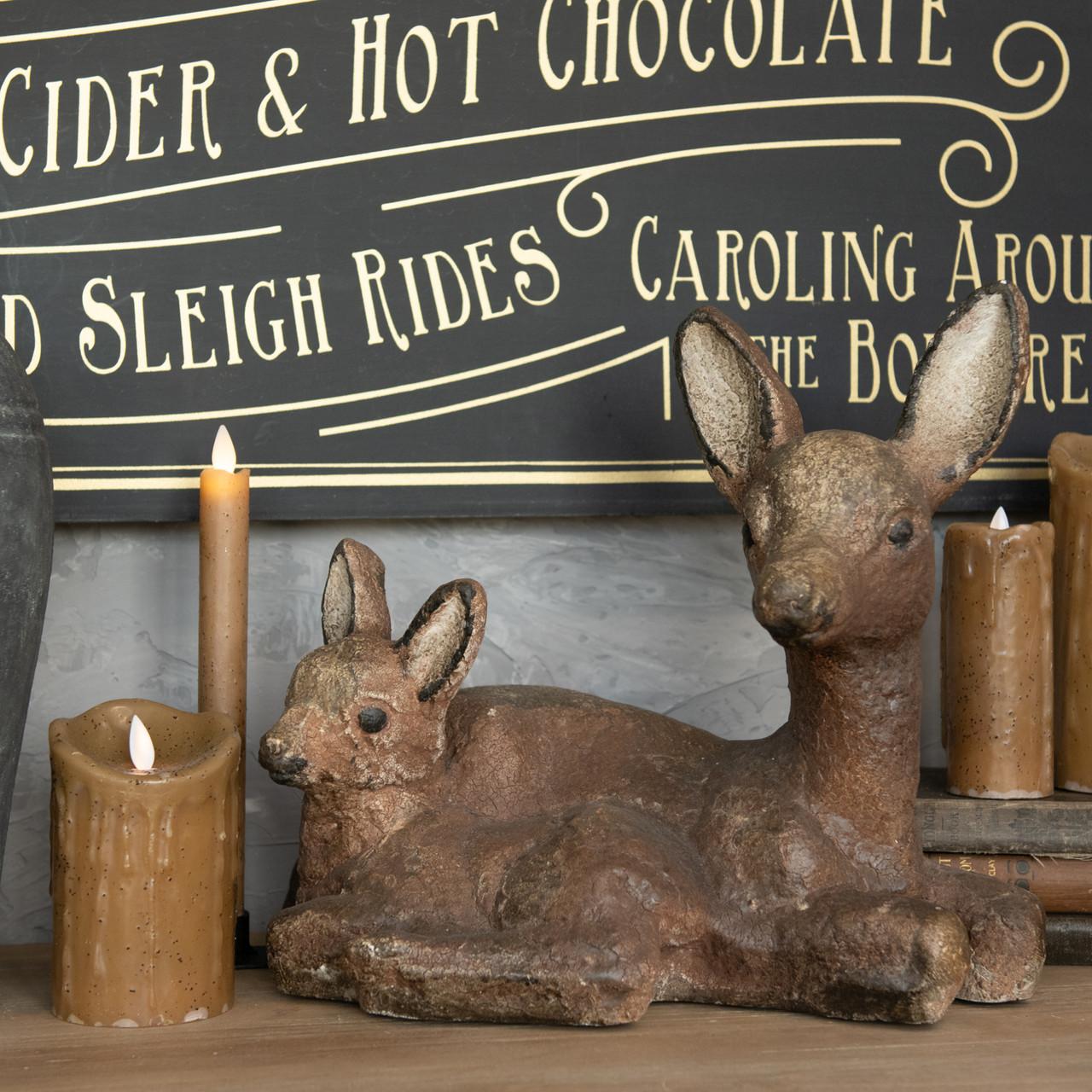 SITTING DOE W/ FAWN STATUETTE