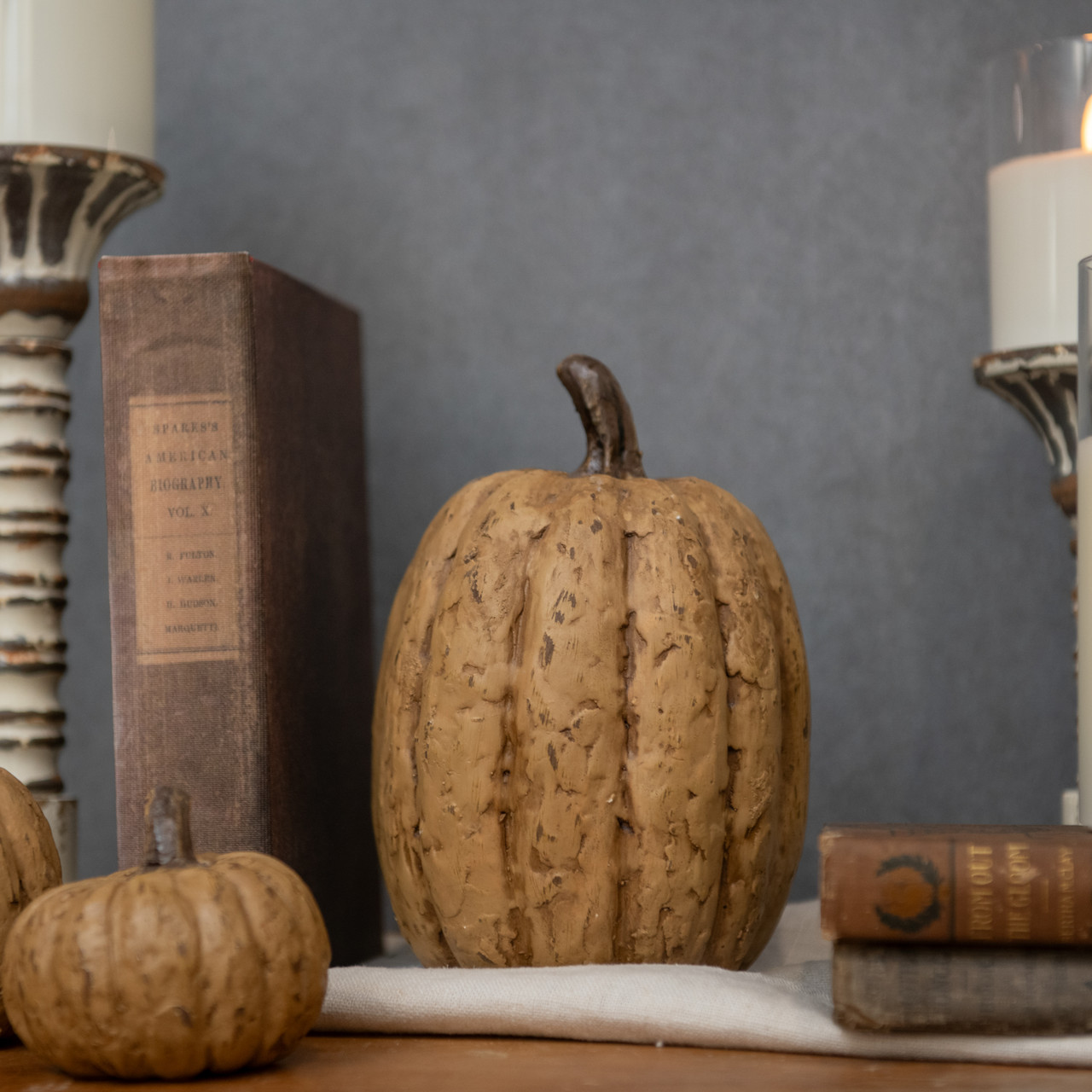 7.5" BEIGE TALL PUMPKIN