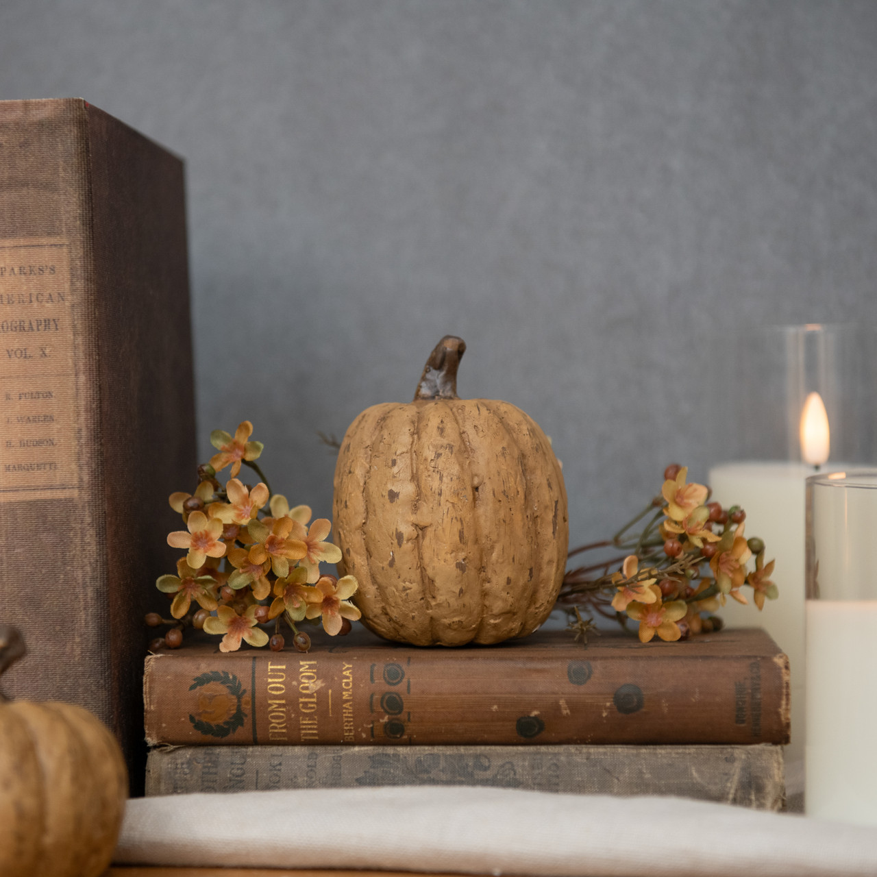 3.75" BEIGE TALL PUMPKIN
