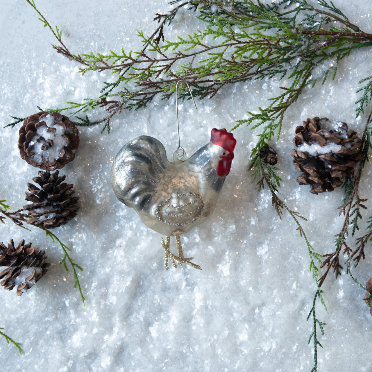 4.75" BLACK TAILED ROOSTER ORNAMENT