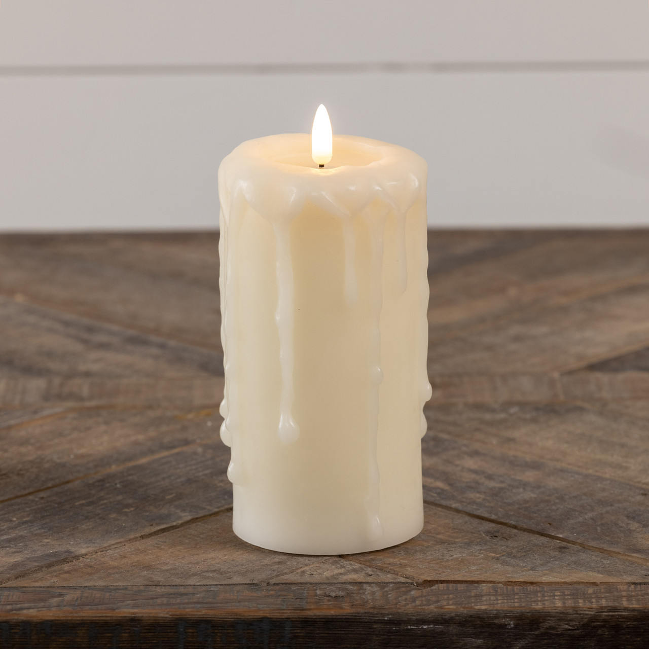 6" CREAM 3D FLAME PILLAR CANDLE