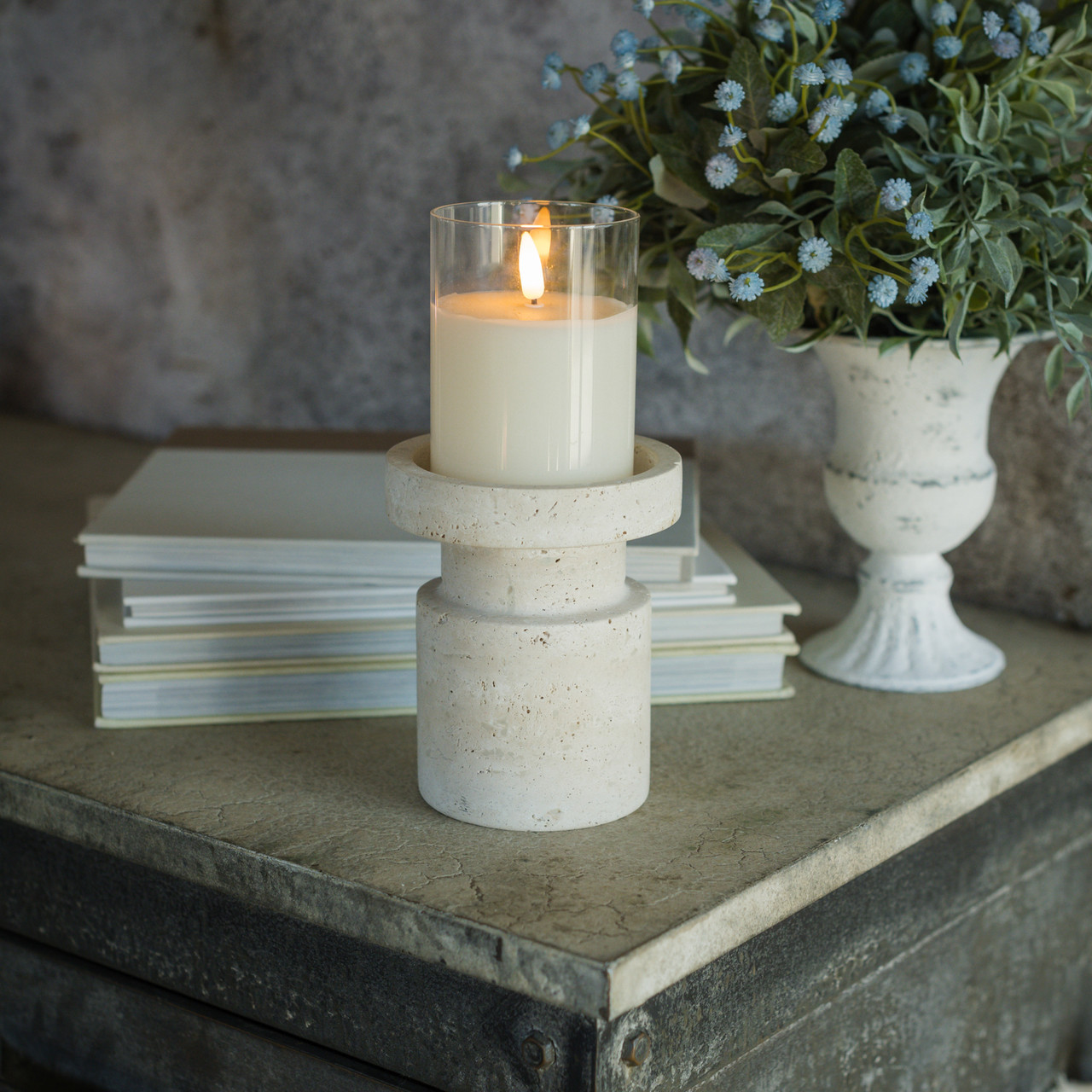 5.25" STONE PILLAR CANDLE STAND
