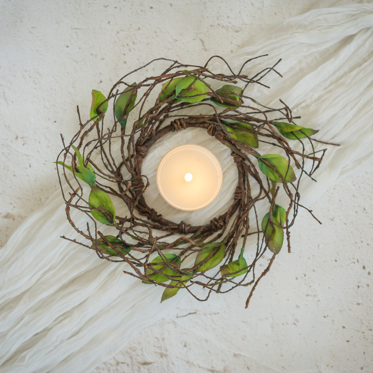 14" MOSSY TWIG CANDLE RING