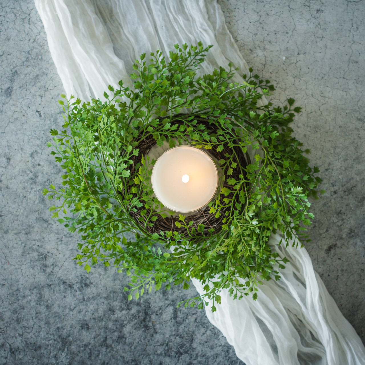 14" MAIDENHAIR FERN CANDLE RING