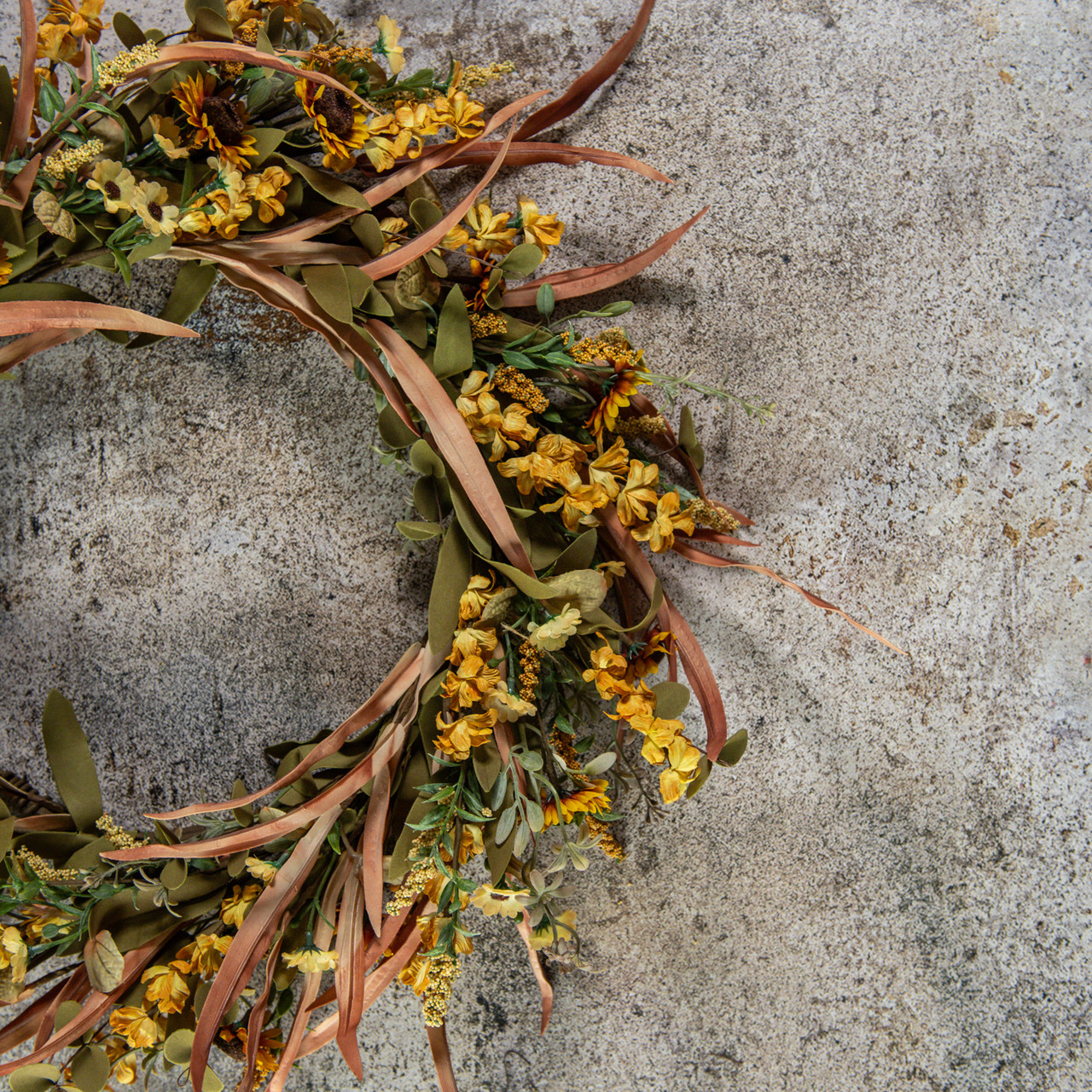 22" MINI SUNFLOWER & WILD FLOWER WREATH