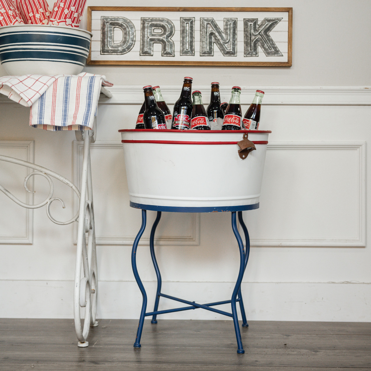 PATRIOTIC BUCKET ON STAND