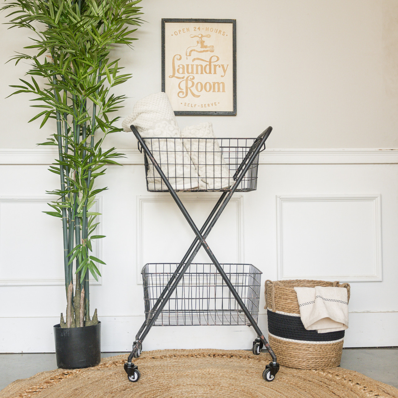 BLACK 2 TIER ROLLING CART