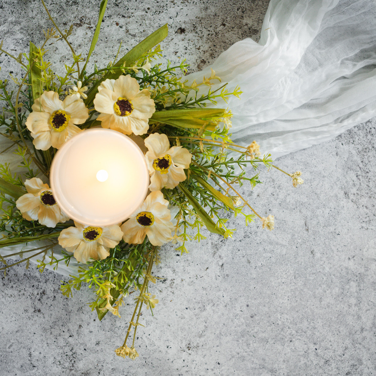 12" ORANGE WILDFLOWER CANDLE RING