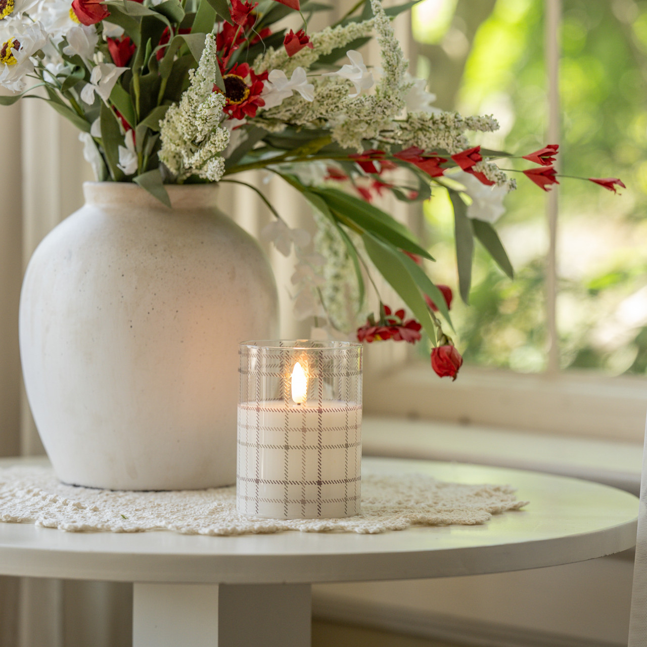 4" ANDRI PLAID GLASS 3D FLAME CANDLE