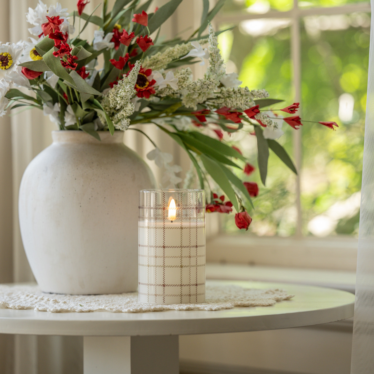 5" ANDRI PLAID GLASS 3D FLAME CANDLE