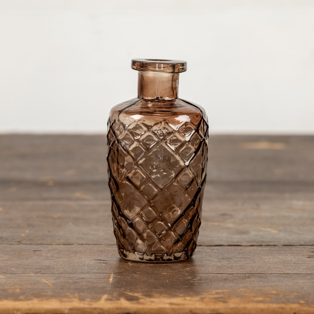 5" AMBER PATTERNED GLASS BUD VASE