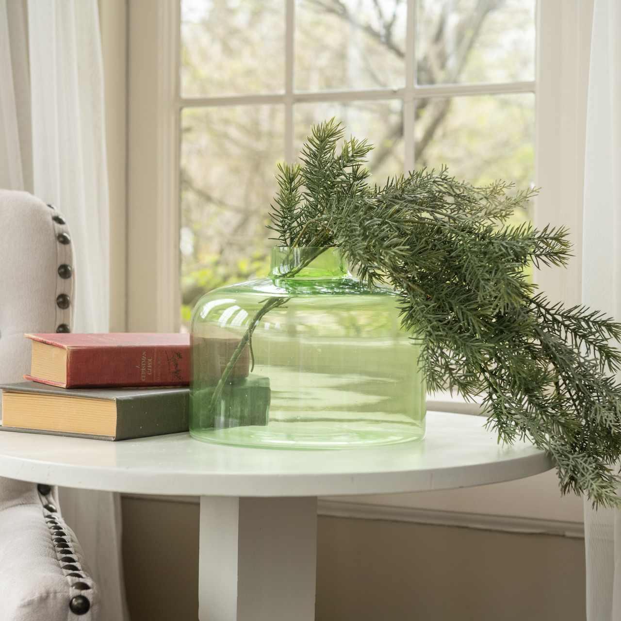 6.5" GREEN GLASS JAR