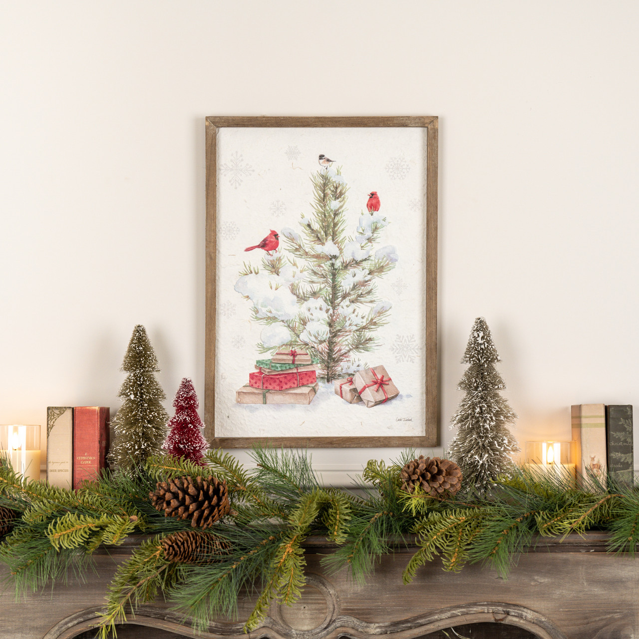 HOLIDAY CARDINALS FRAMED PRINT
