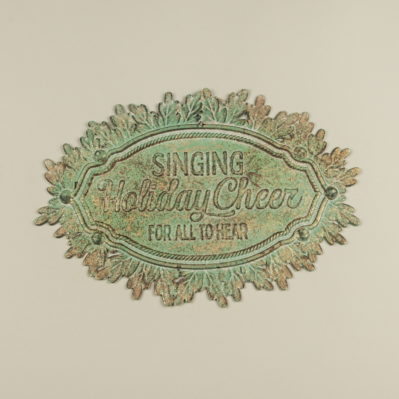 AGED METAL HOLIDAY CHEER SIGN