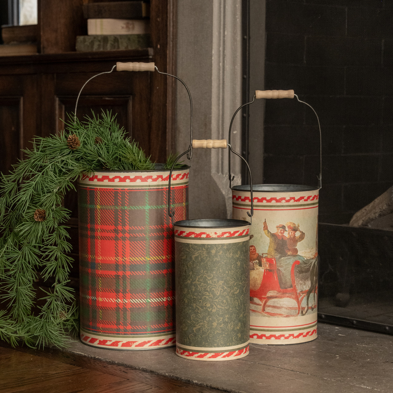 SET/ 3 JOY & LAUGHTER METAL BUCKETS