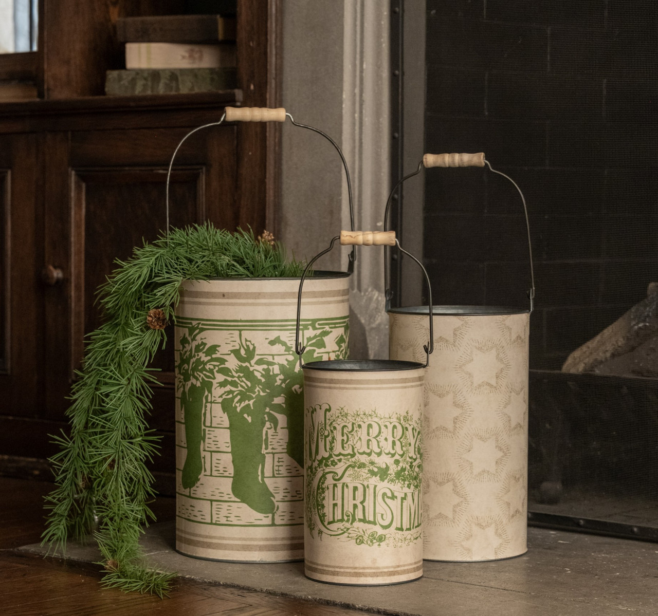SET/ 3 COZY & BRIGHT METAL BUCKETS